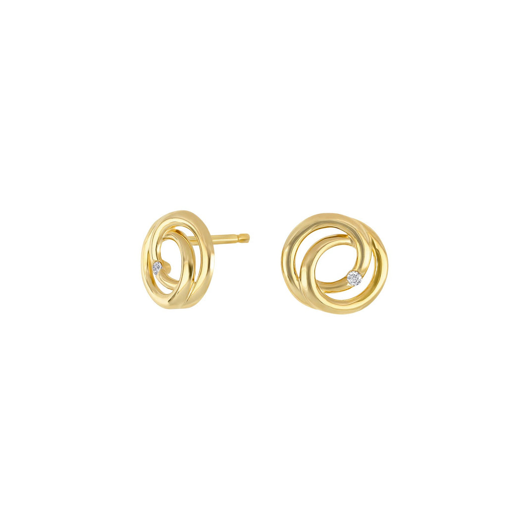 14ct. gold earrings w/dia. 0.02ct W/PI
