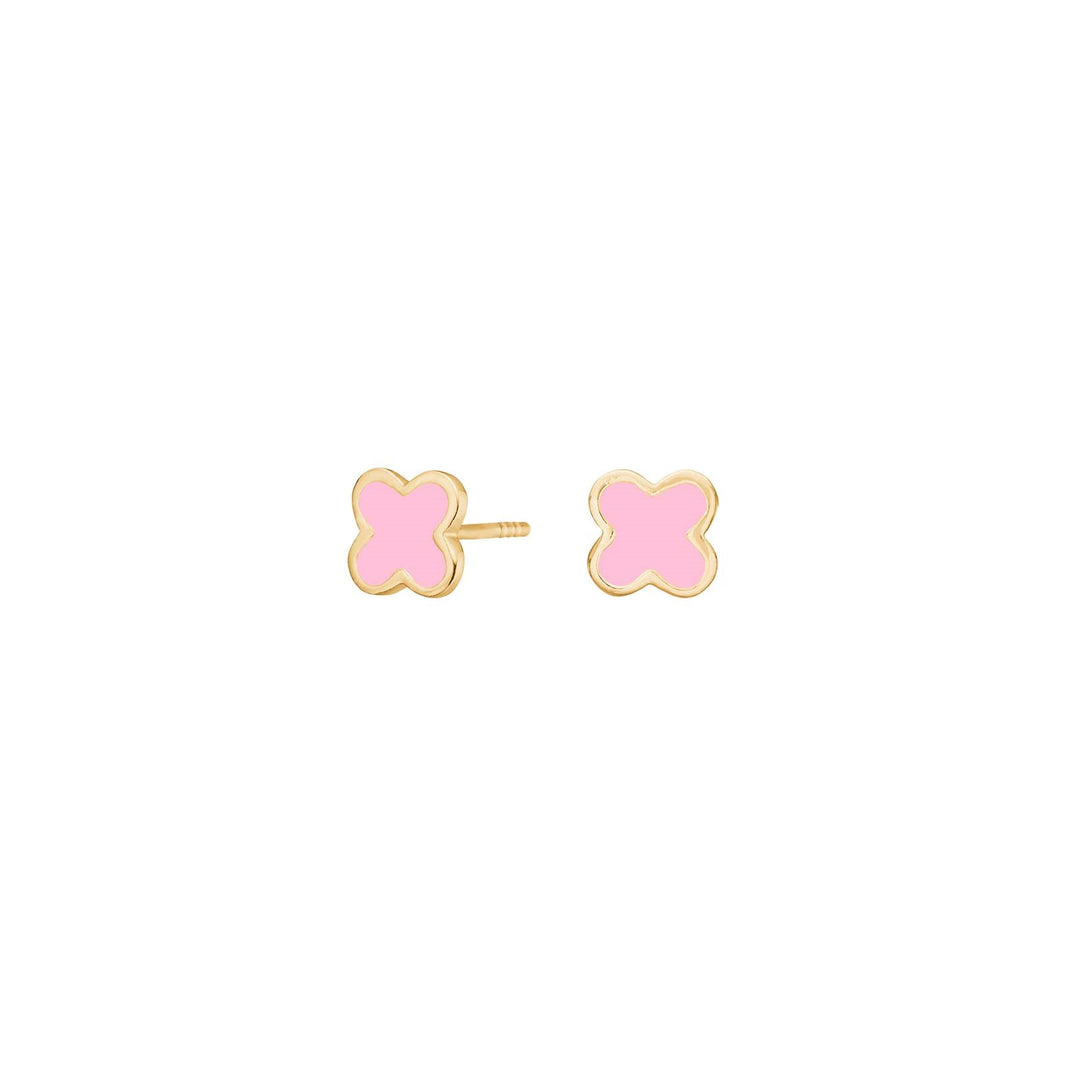 Goldp. silver earrings w. pink epoxy