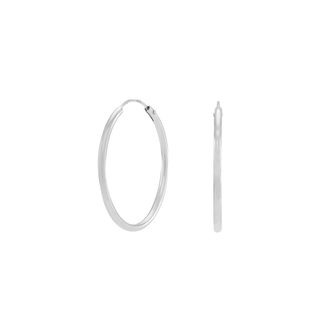 Rhodium-pl. silver hoops 25mm HOOPS52