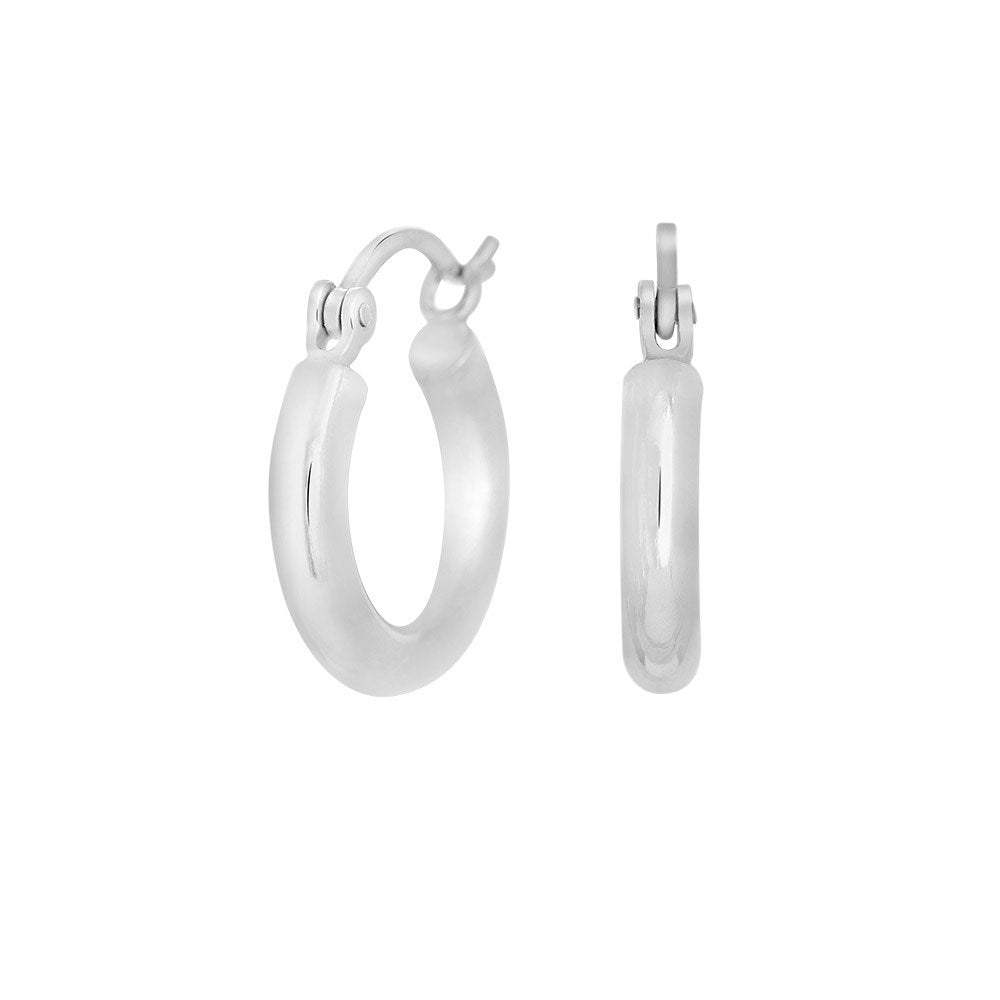 Rhodium-plated silver hoops 15mm FINE52