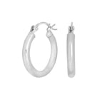 Rhodium-plated silver hoops 20mm FINE52