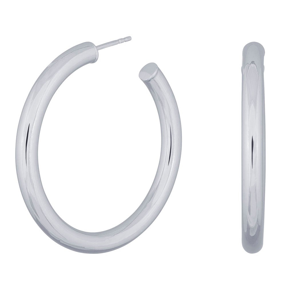 Rhod. silver hoops SIMPLE52 40mm