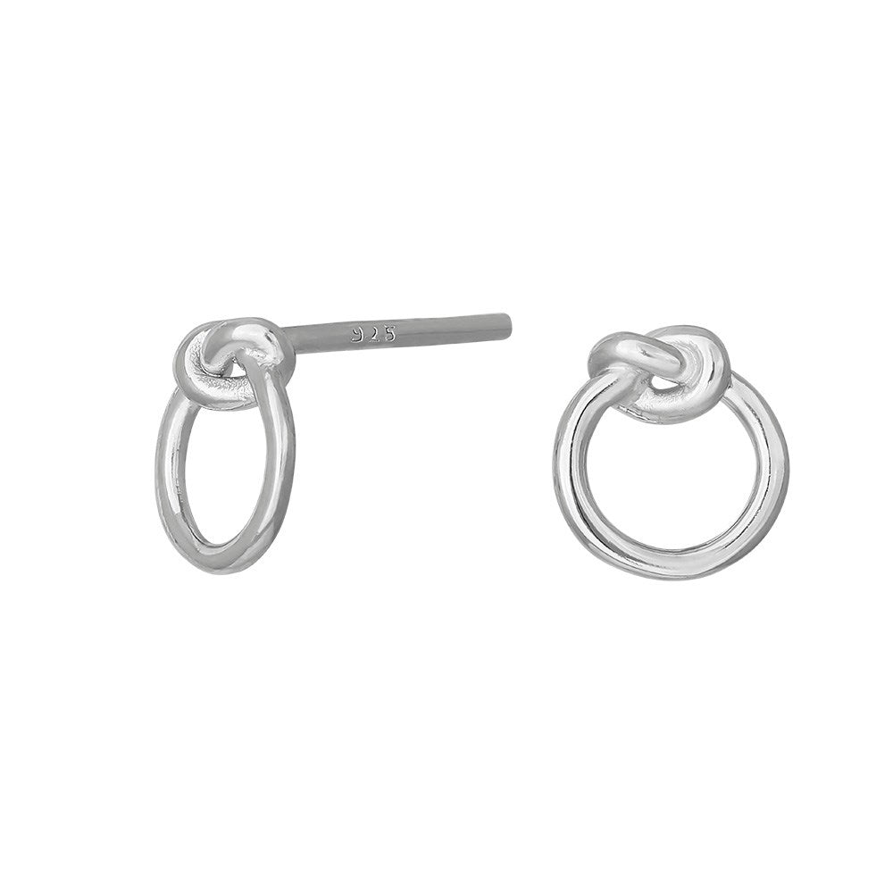 Rhod. Sølv øreringe cirkel med knude