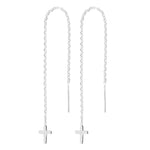 Rhod. silver earchain w/cross