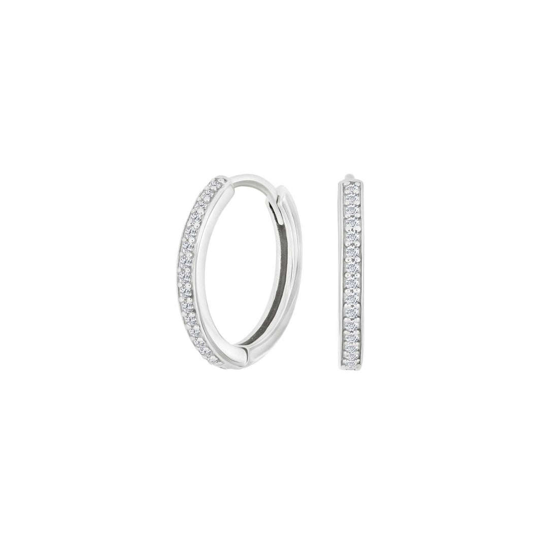 Rhod. silver hoops w/cz 17mm