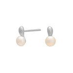 Rhod. silver earrings w/freshwater pearl