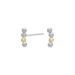 Rhod. silver earrings balls w/8ct. gold
