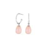 Rhd. silver hoops SWEETS52 rose quartz