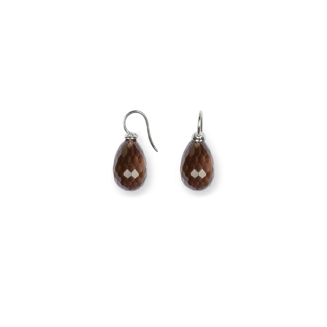 Sølvøreh. m/kvartsglas facetteret