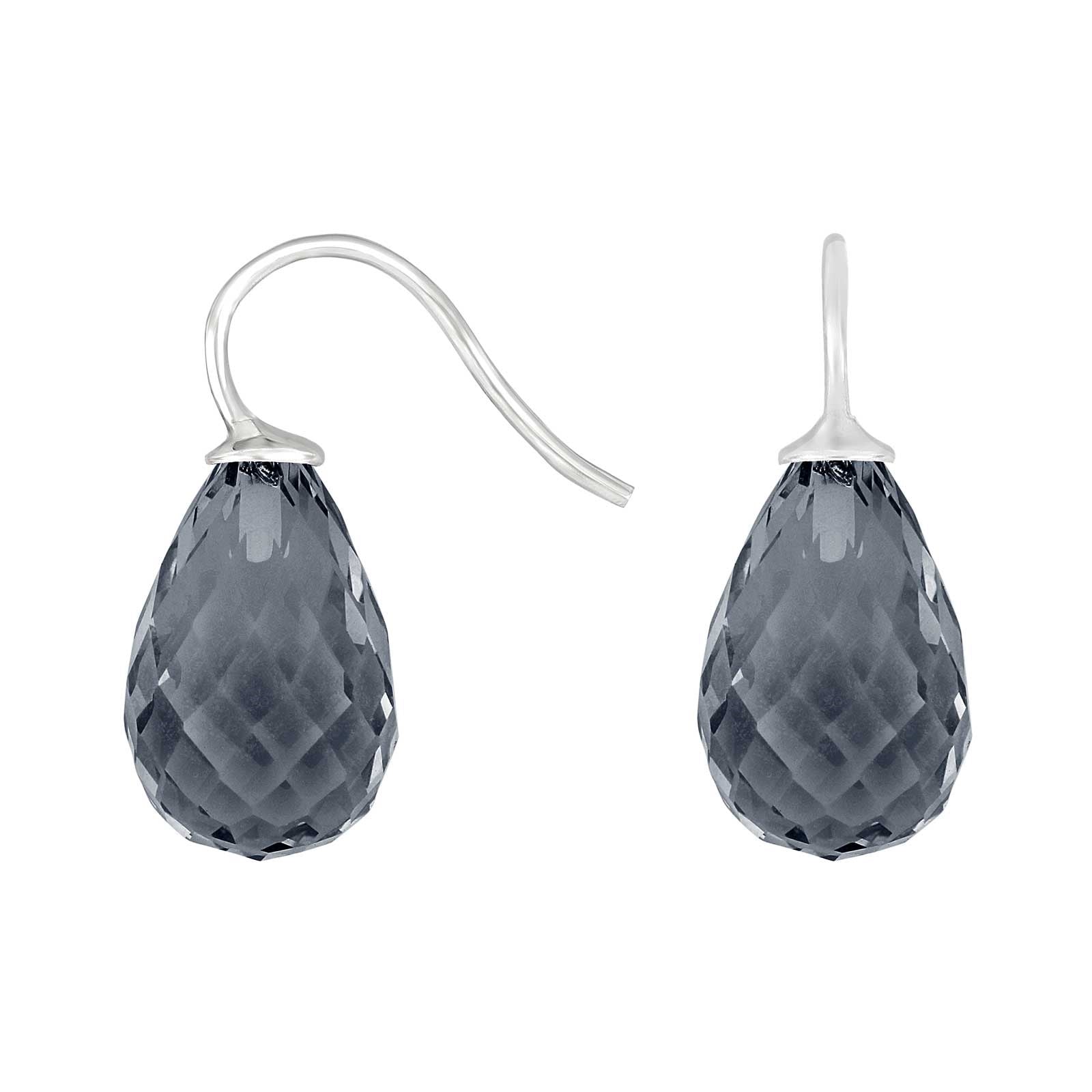 Silver ear. w/quartz glass faceted