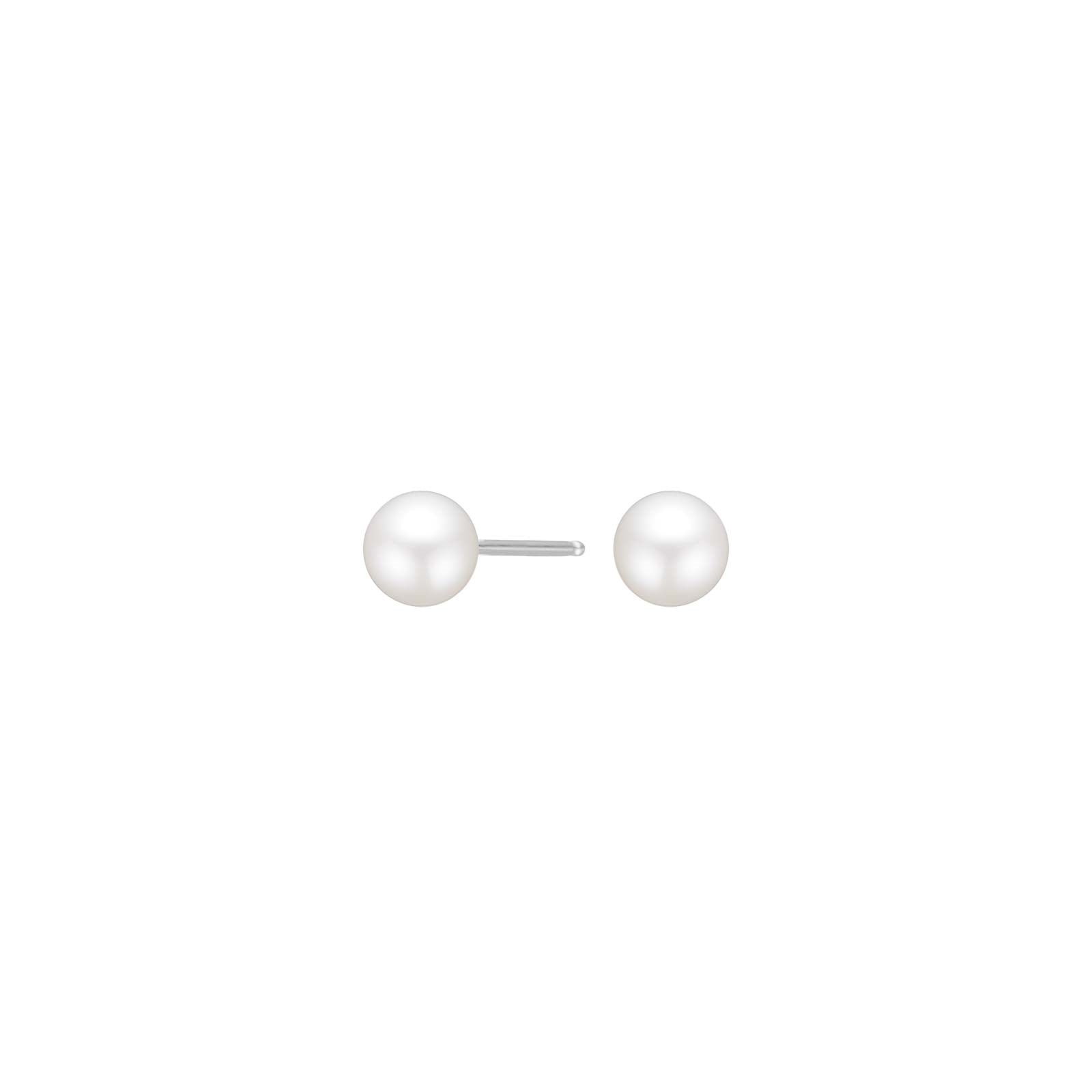 Rhod. silver earrings w/freshwaterpearl 6mm