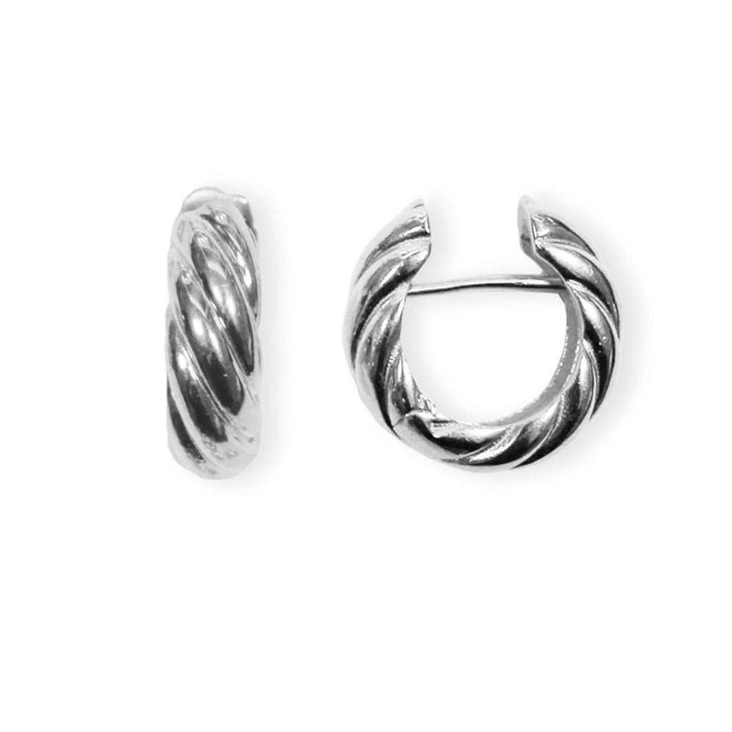 Sølv system-creoler Flora 17x6mm