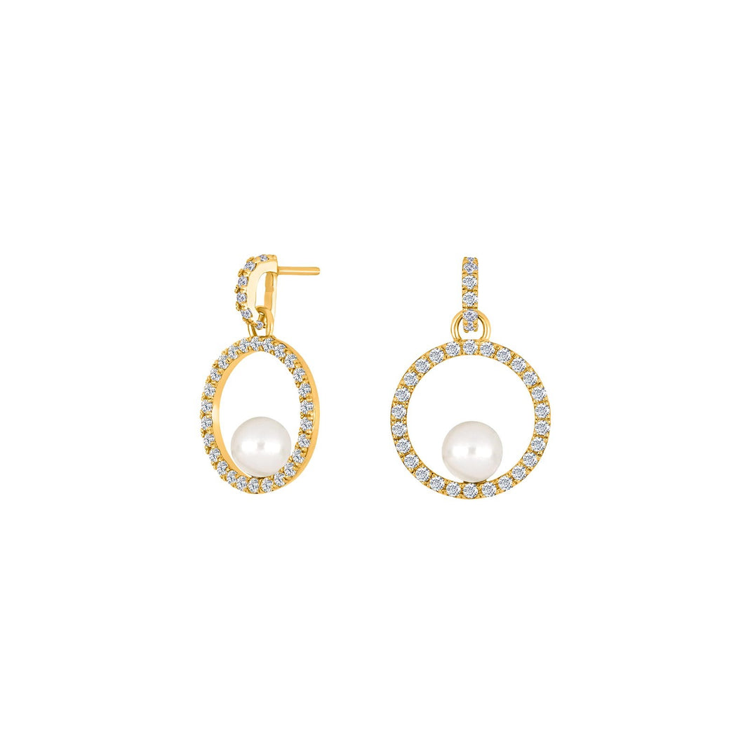 8ct. gold earrings w/freshwater pearl and cz