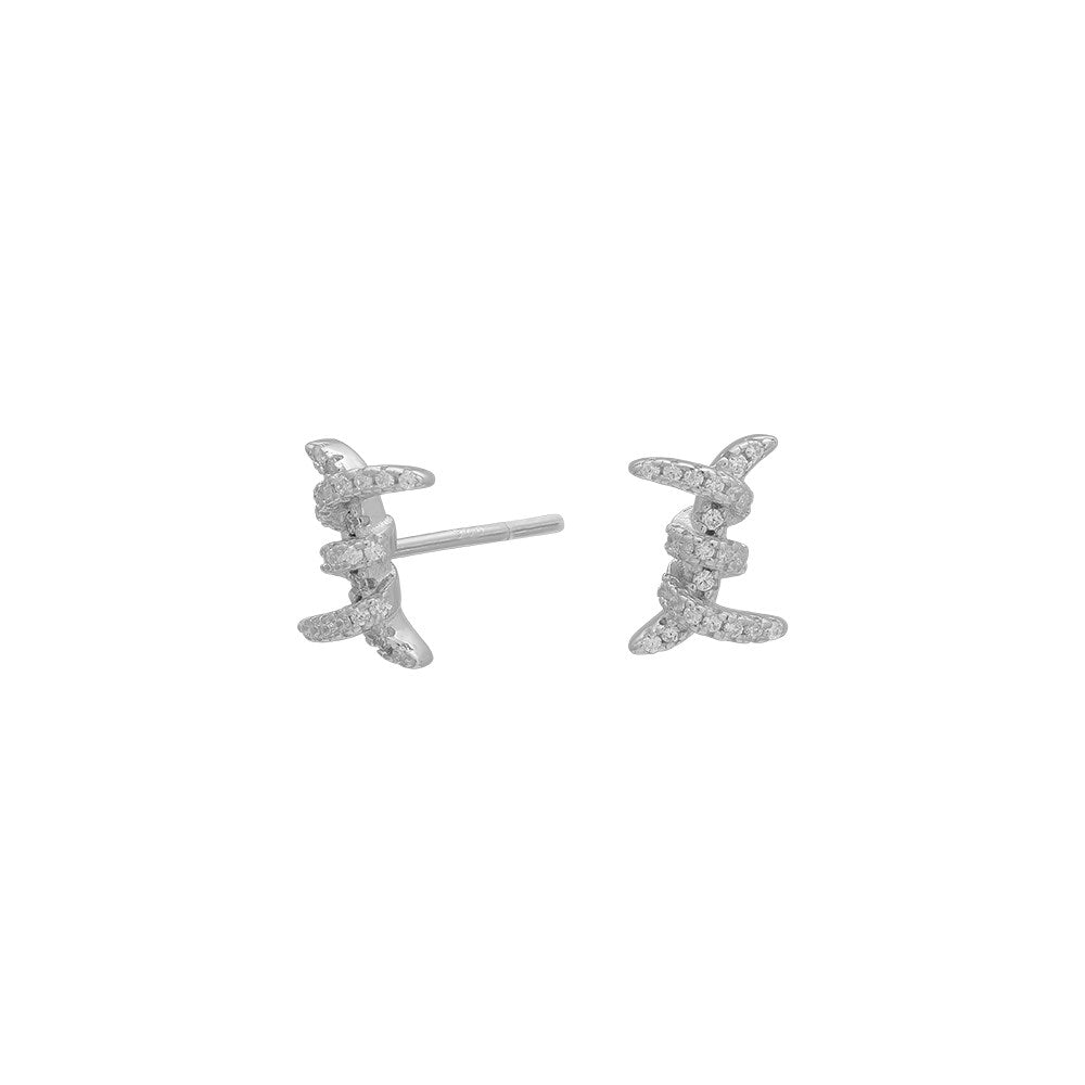 Rhd. silver earring w/ cz