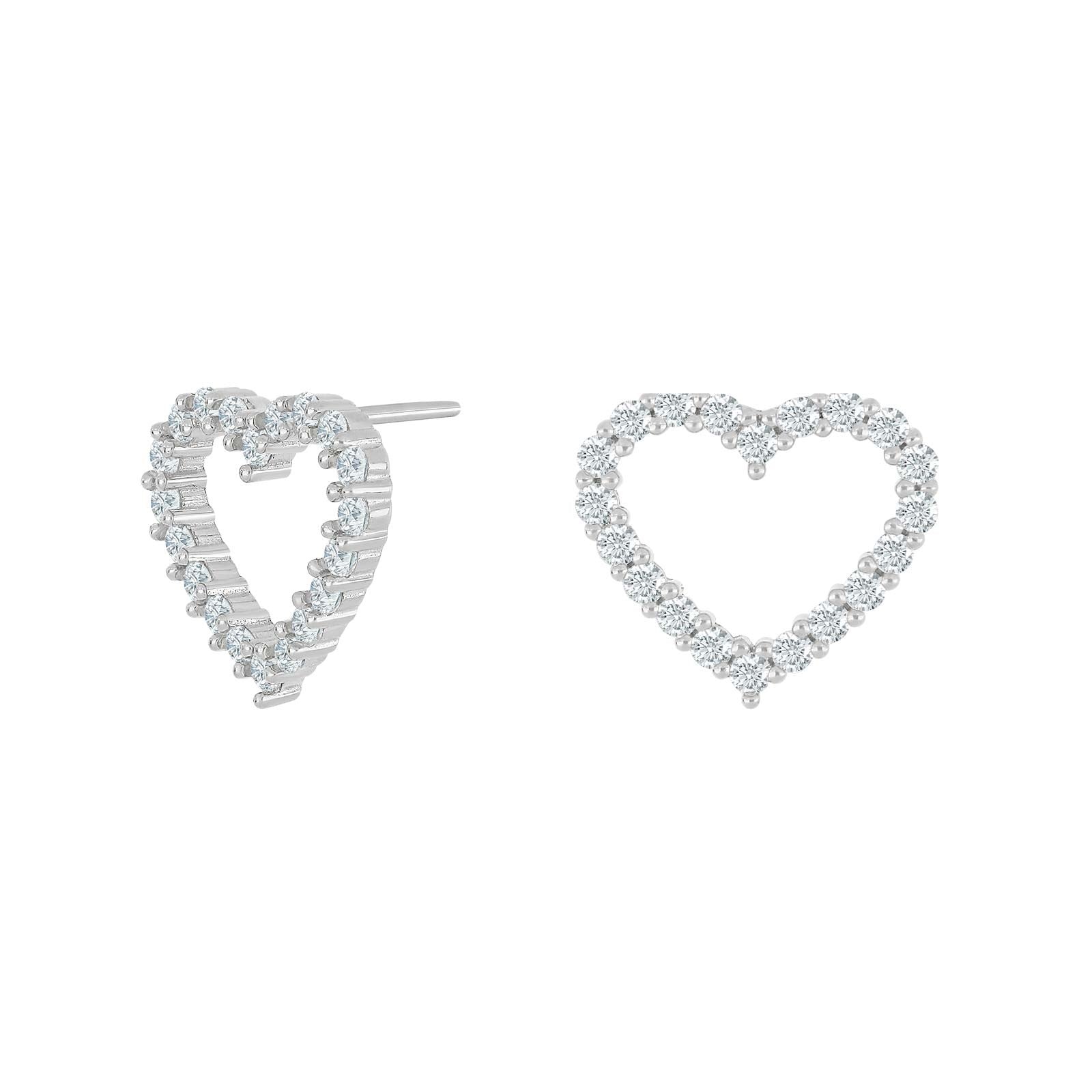 Silver earring heart OBINOR