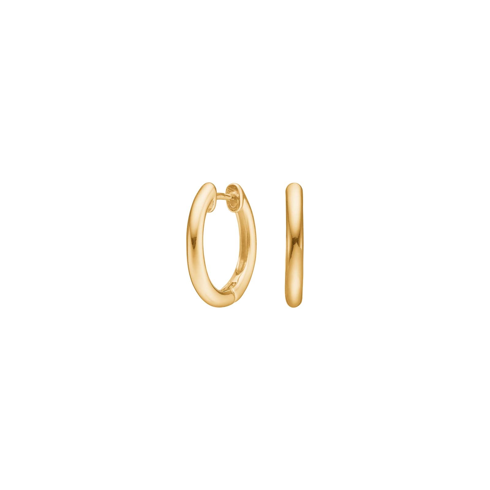 Gold-plated silver rhodium-plated creole 14mm