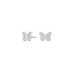 Rhod. Silber Ohrstecker Schmetterling m/ weiß cz