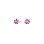Rhod. Silber Ohrstecker Blume m/ rot cz
