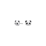 Rhod. Silber Ohrstecker Panda  m/ Emaille