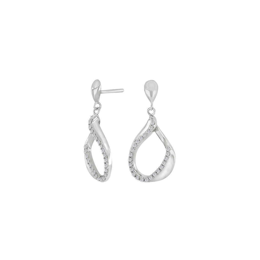 Rhod. silver earring  w/cz