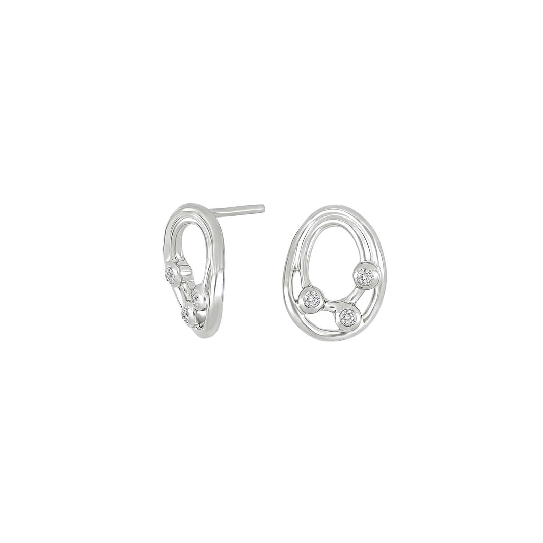 Rhod. silver earring  w/cz
