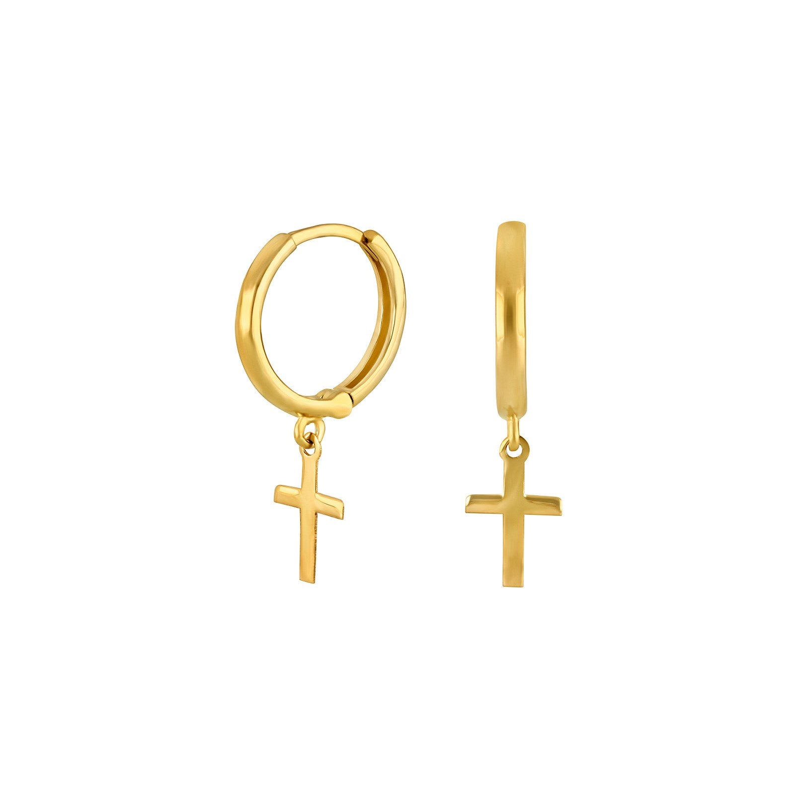 8ct. gold hoops w/cross