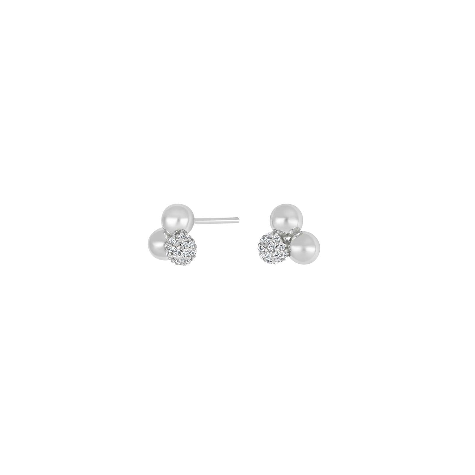 Silver ear studs 3 OLINANOR