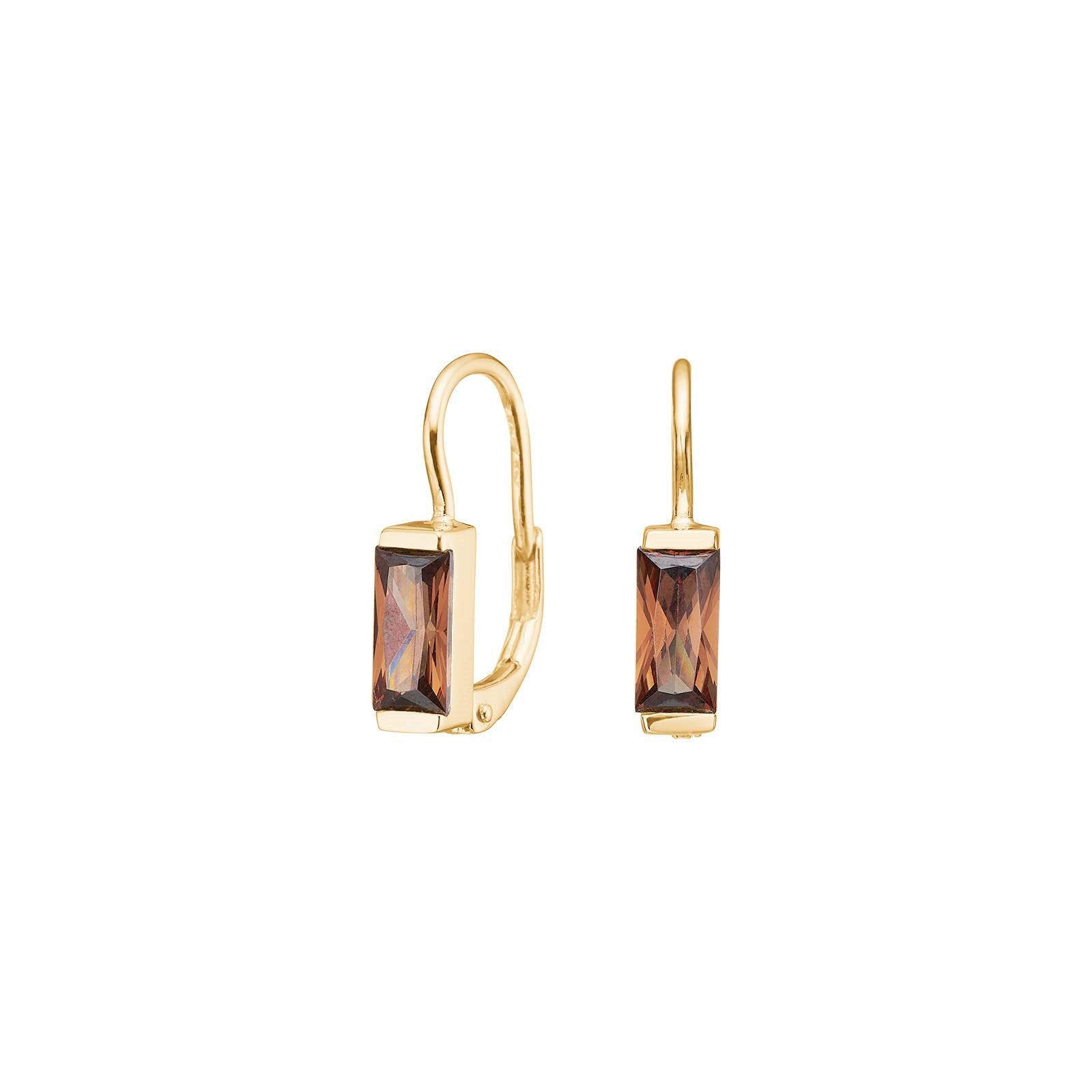Gold plated silver earrings brown FACET52
