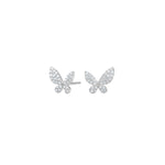 Rhod. silver earring butterfly w/cz - RiveraNor