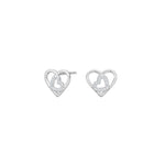 Rhod. silver earring heart w/cz - RiveraNor