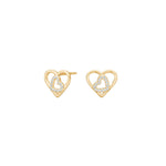 Goldp. silver earring heart w/cz - RiveraNor