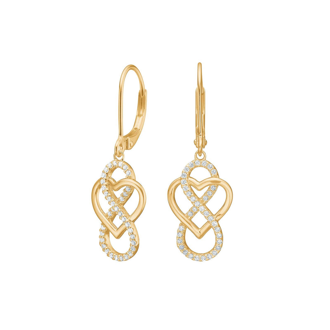 Goldp. silver earring hear/angel w/cz - RiveraNor