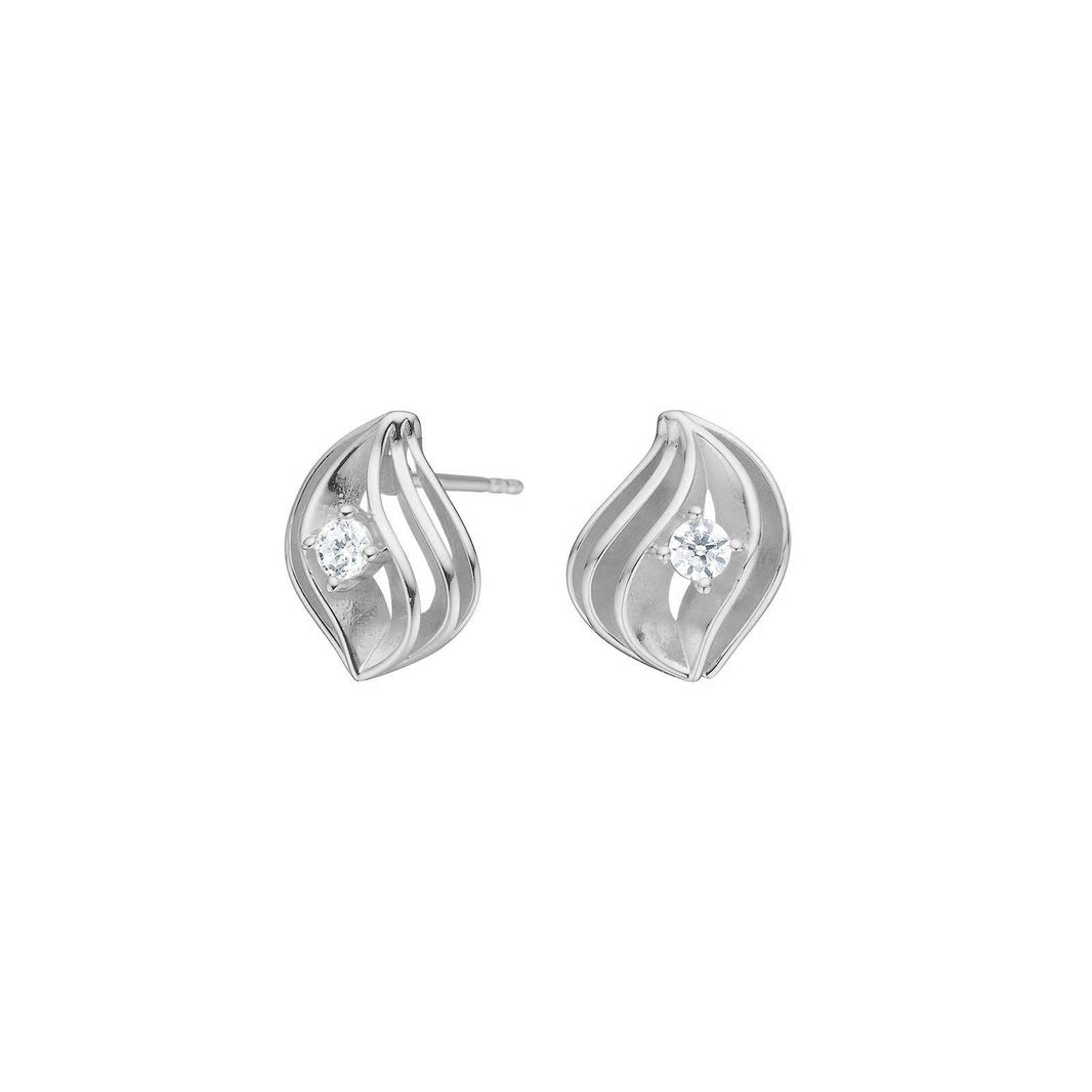 Rhod. silver earring w/cz