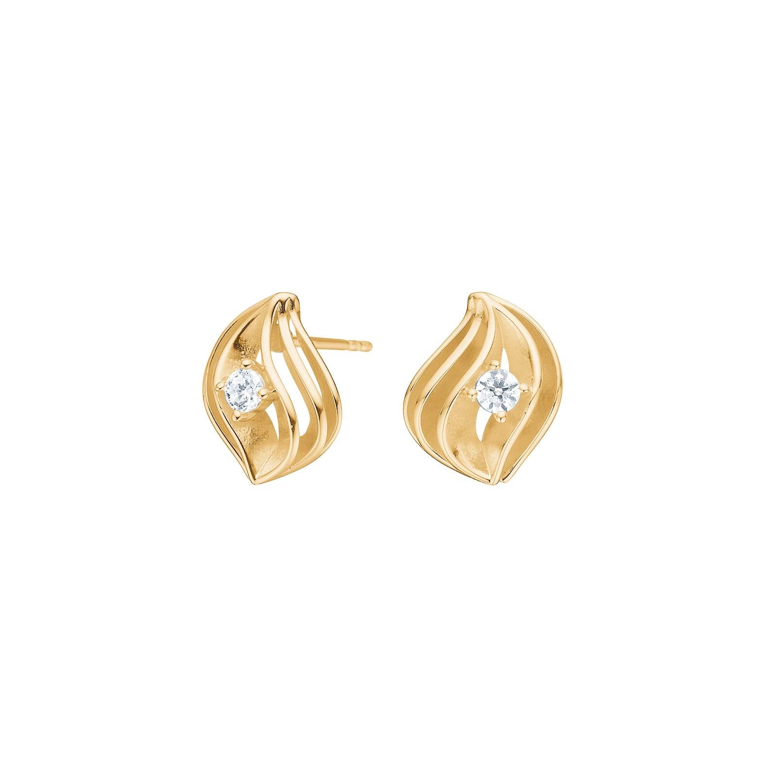 Goldp. silver earring w/cz
