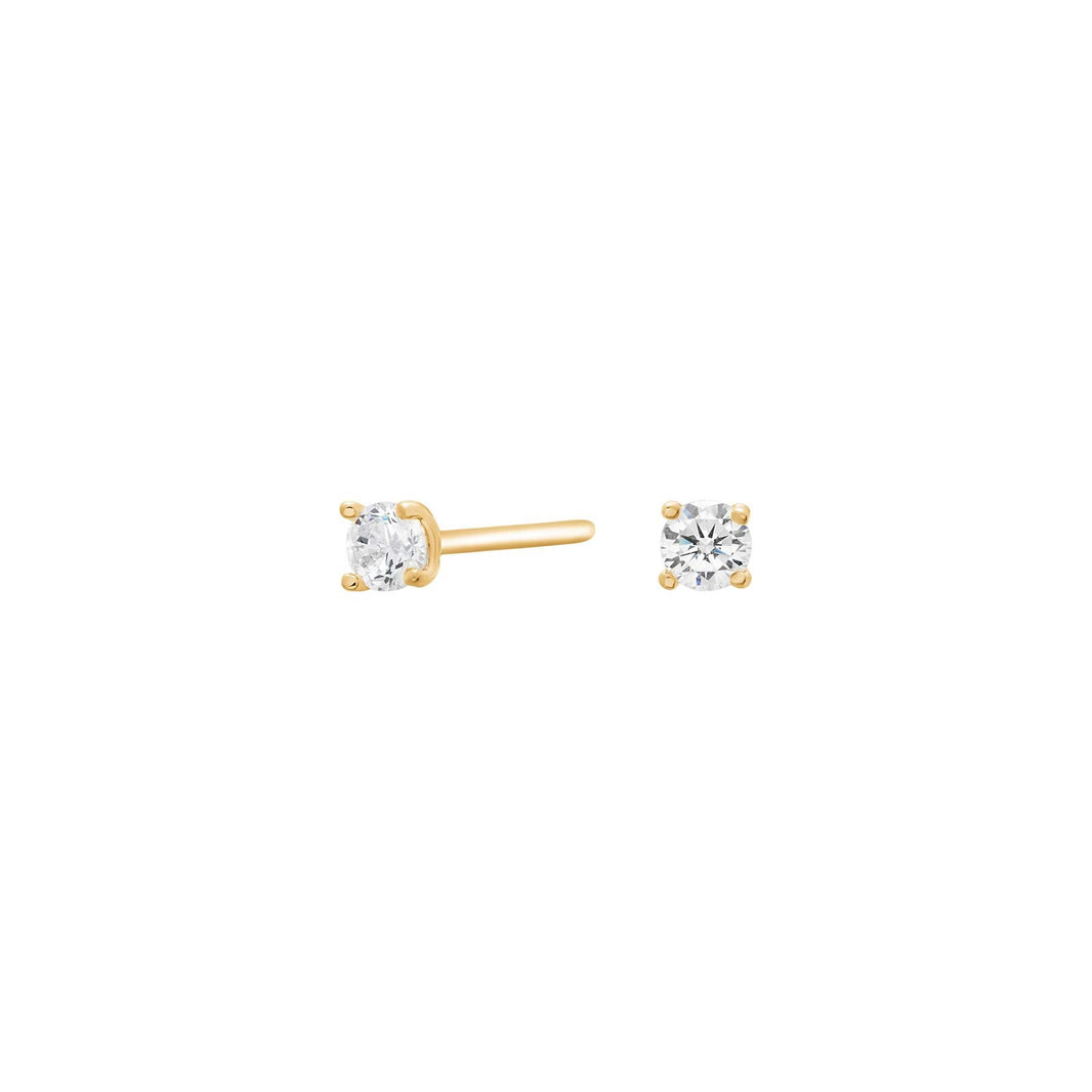 14ct. gold earrings in 4 claws w/3mm cz