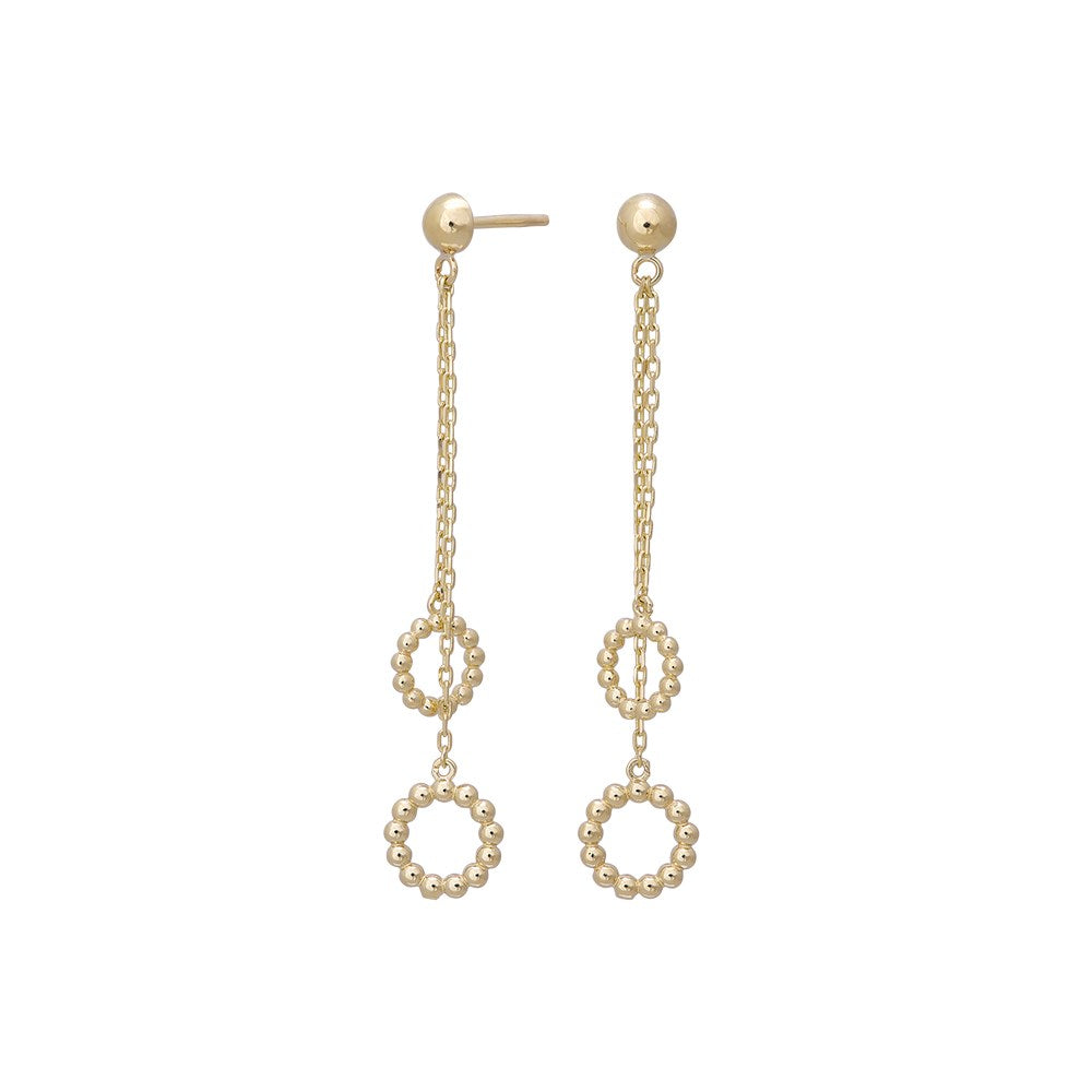 8ct. gold earrings chain w/2 circles