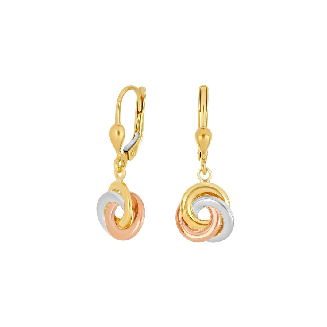 9ct. gold earrings 3-color knot