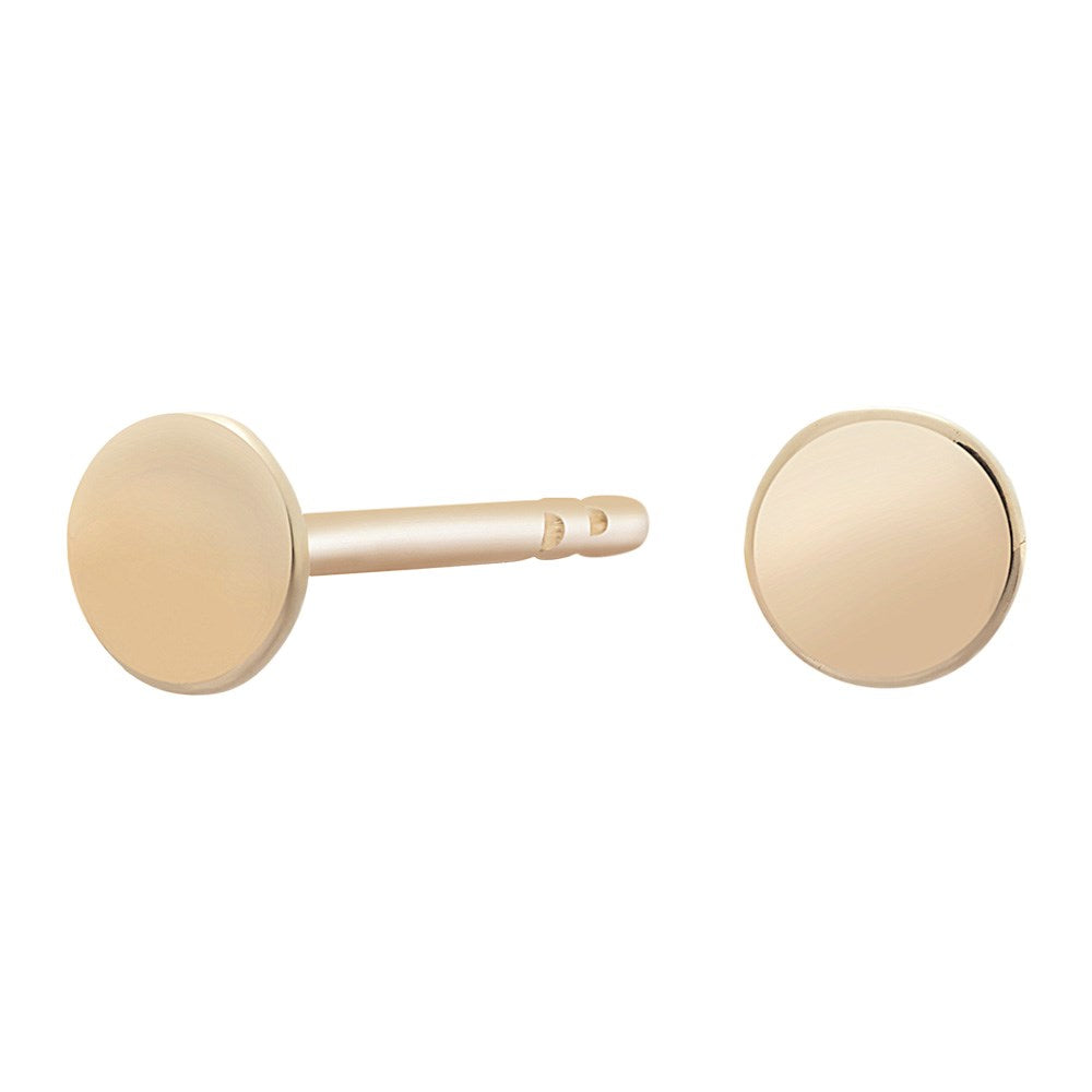 8ct. gold ear studs round plate 6mm