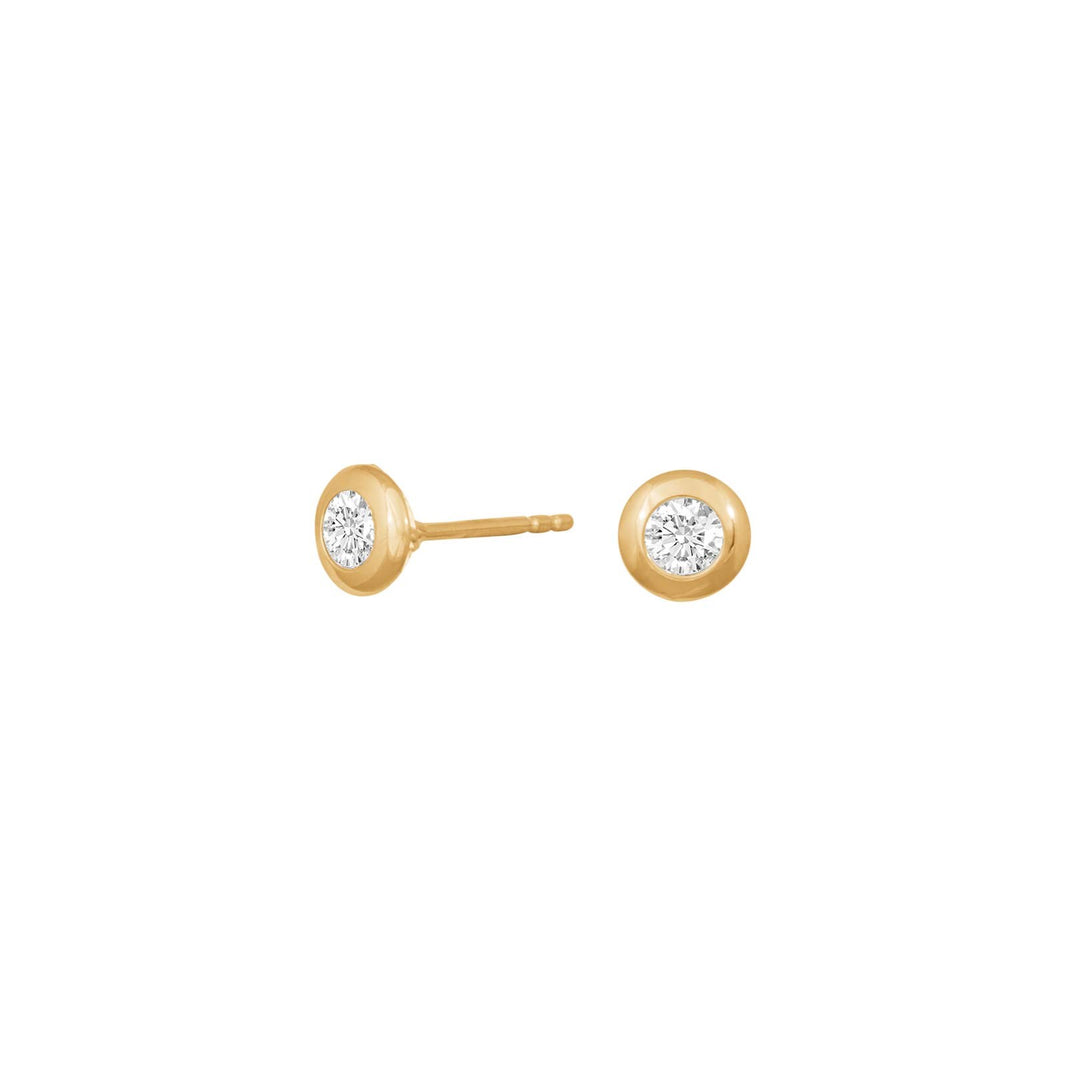 14ct. gold earrings round w/cz 5mm