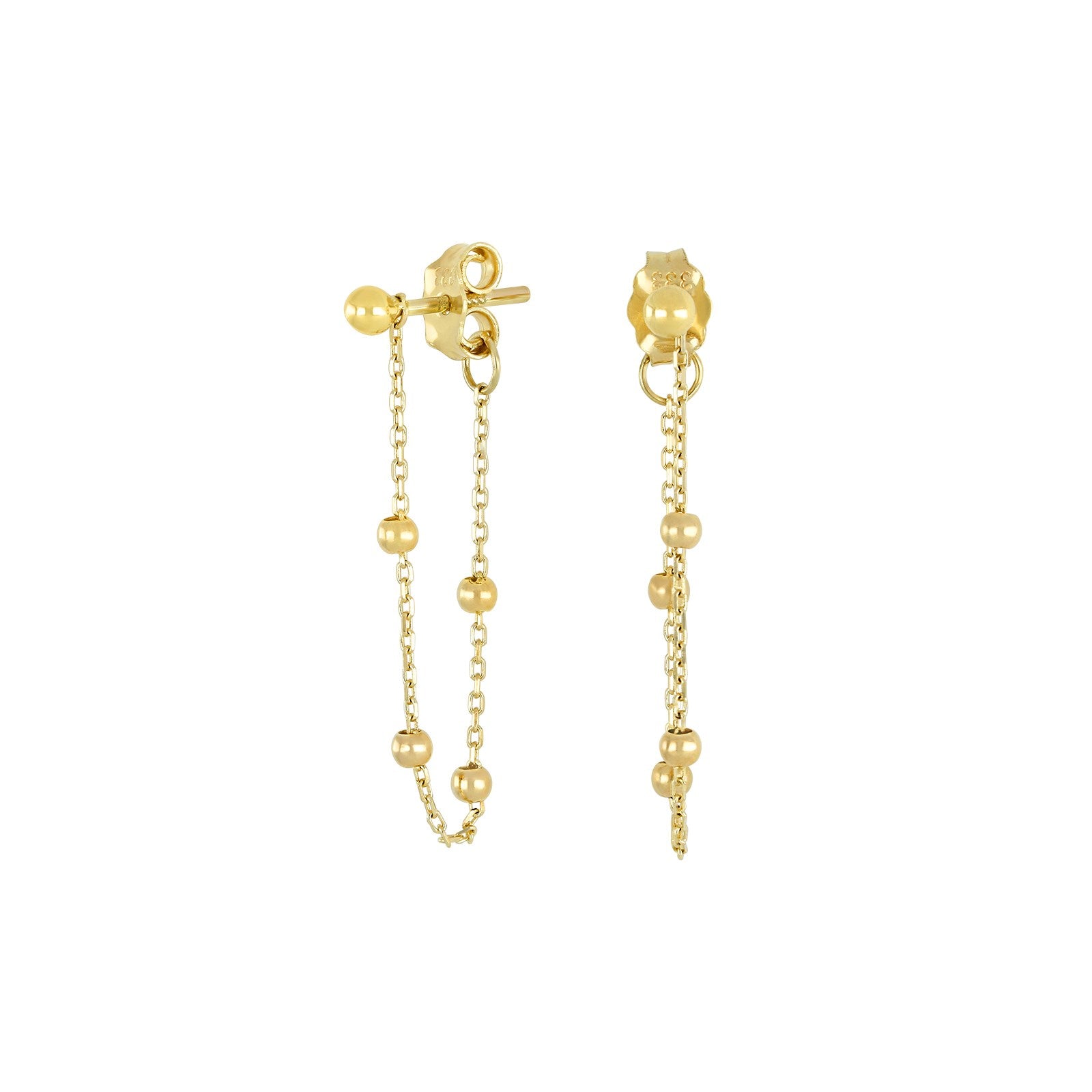 8ct. gold earrings chain w/balls