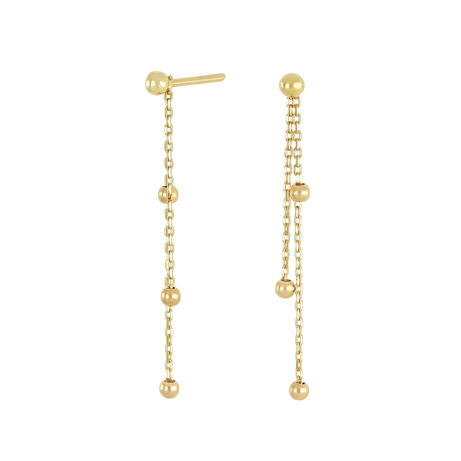 8ct. gold earrings chain w/balls