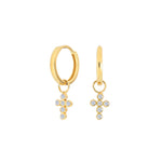 8ct. gold hoops w/cz cross