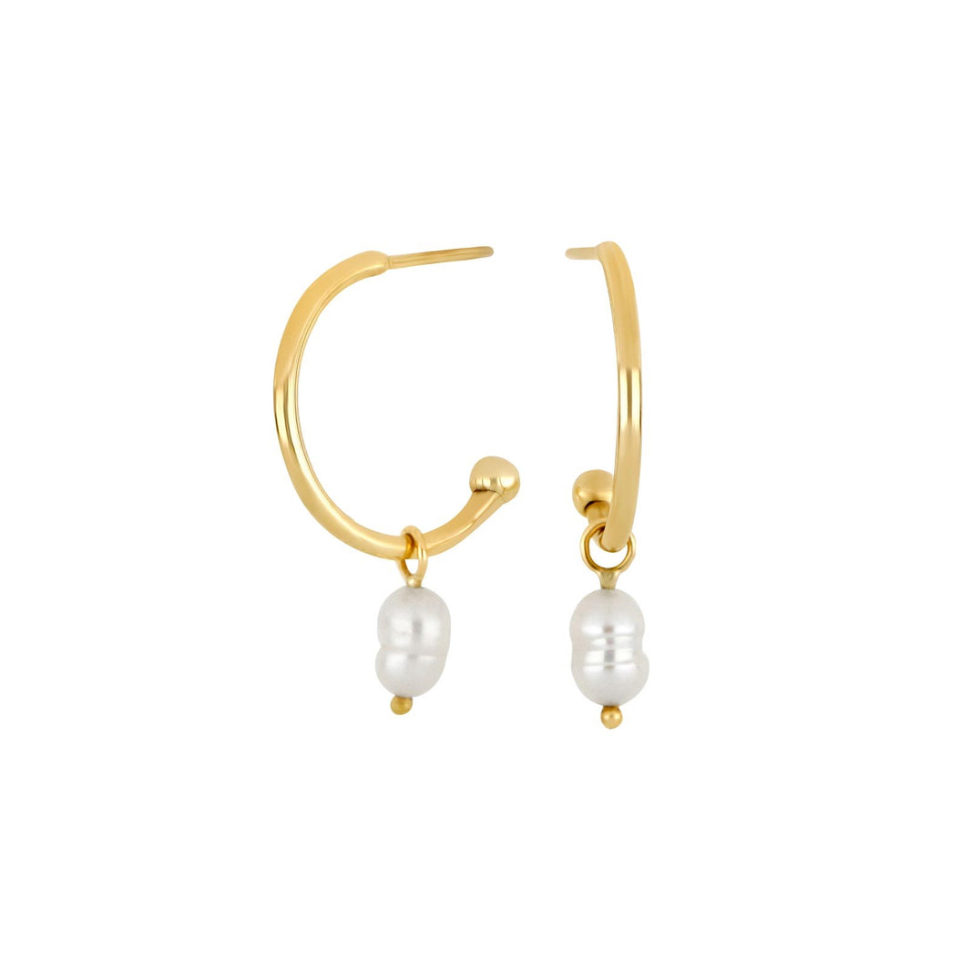 8ct. gold hoops w/freshwaterpearl