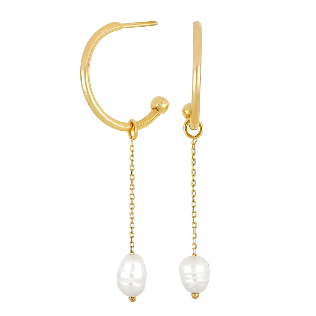 8ct. gold hoops w/freshwaterpearl