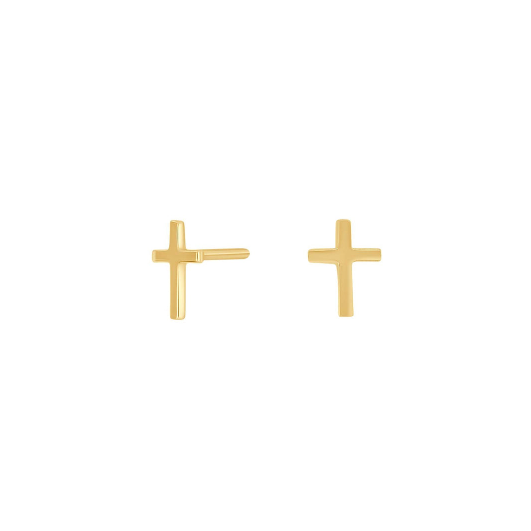 8ct. gold earrings cross w/cz