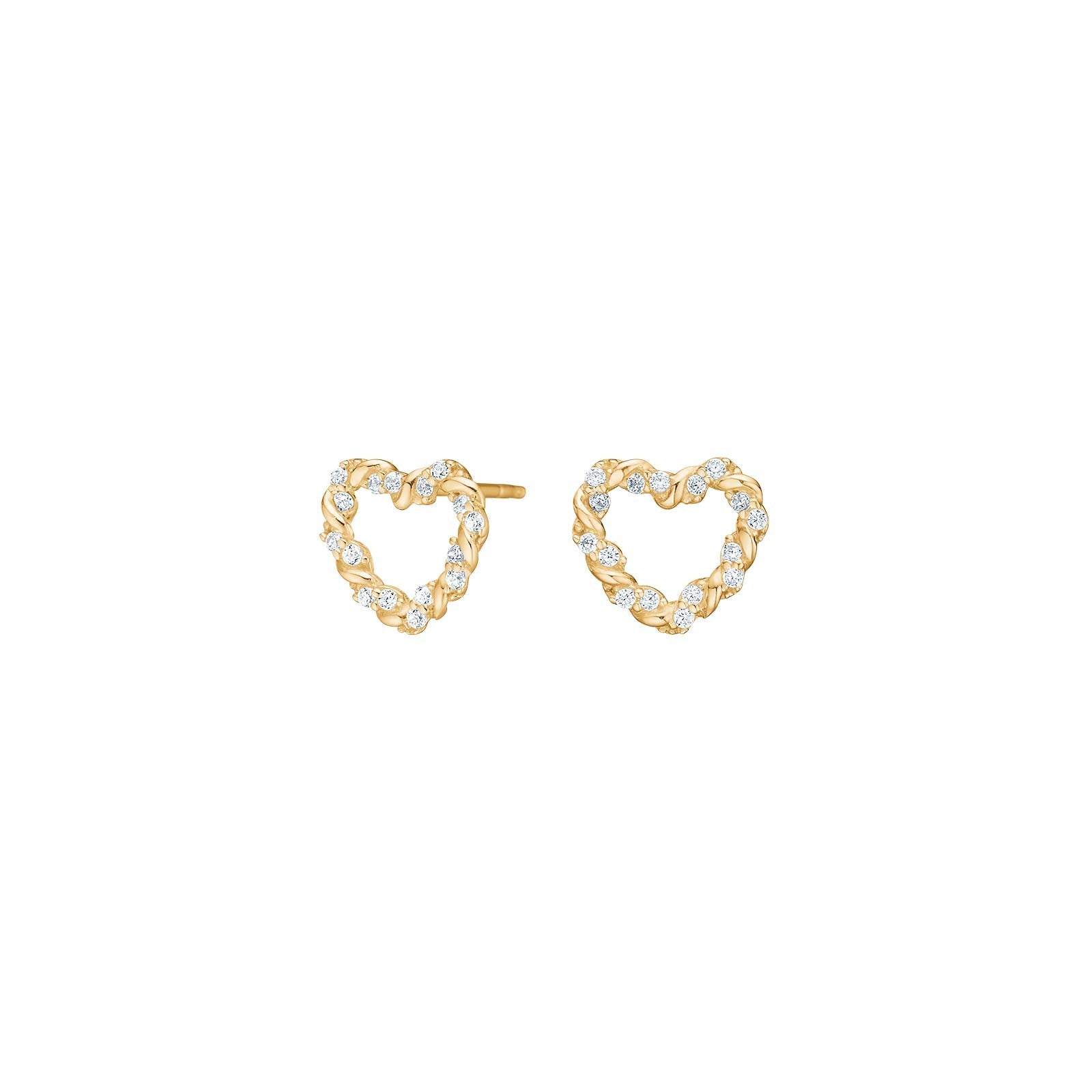 8ct. gold earrings heart w/cz