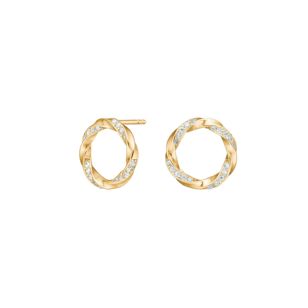 8ct. gold earrings circle w. cz