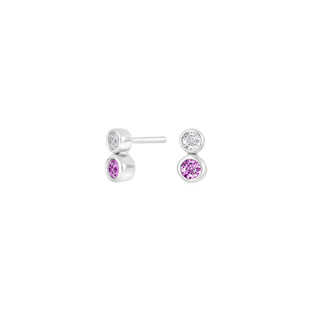 Silver earrings pink IDANOR