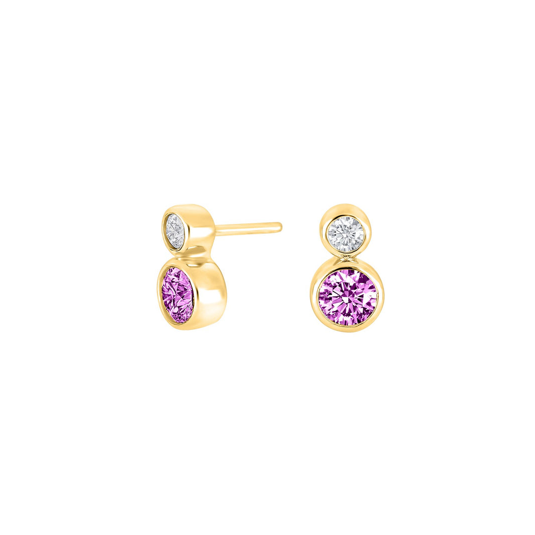 Silver ear studs pink IDANOR 9mm