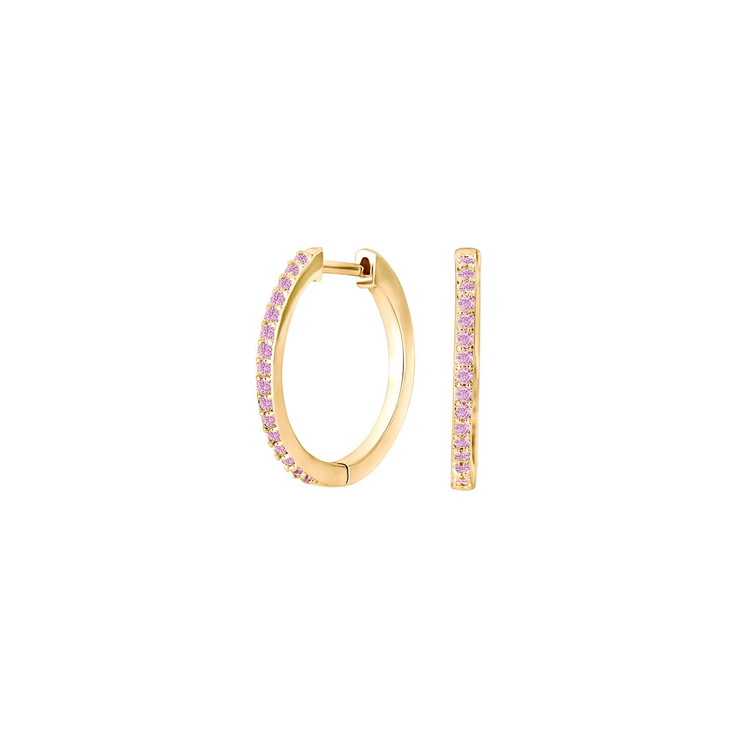 Silver creoles pink cz JANENOR 18mm